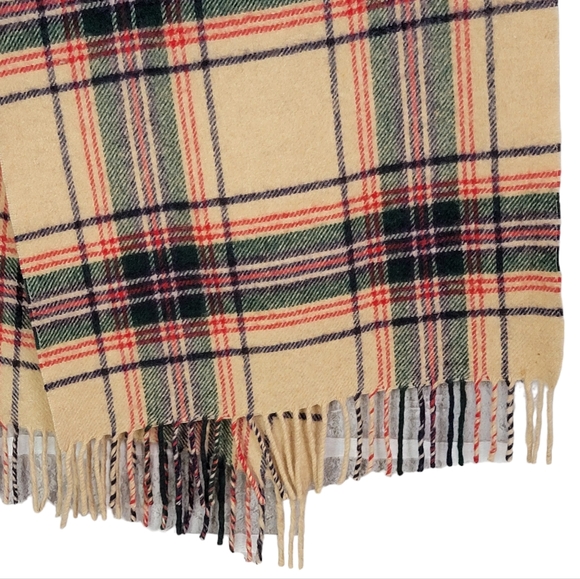 100% Cashmere Vintage Plaid Cold Weather Winter Light Weight Scarf OS - Picture 6 of 11
